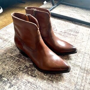 Womens SHANE EMBROIDERED SHORT Whiskey Leather Ankle Boots 6.5 - Pre owned
